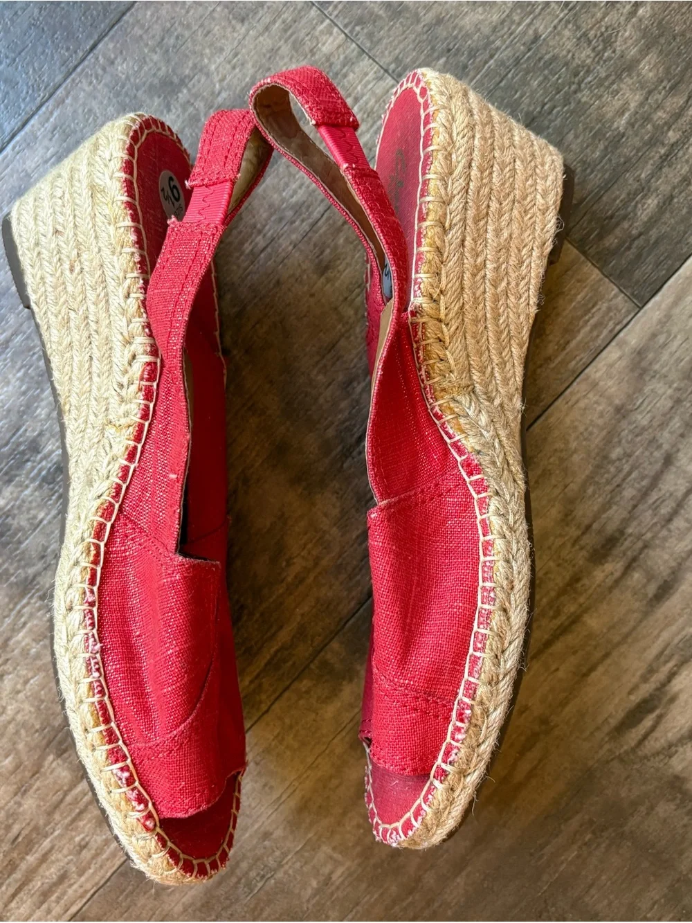Clarks Red Canvas Espadrille Slingback Flats